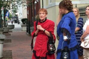 Haunted Nashville Night-Time Walking Tour with Costumed Guide - Stop 1: Amerighost Tours briefing, research stories, and camera tips