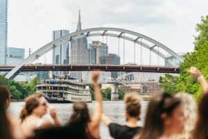Nashville: Pontoon Party Cruise with a Captain - Finding the dock: the Bridge Building, the red sculpture, and Uber