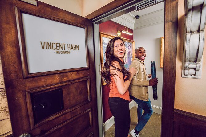 The Escape Game Nashville Berry Hill - Inside the room: locked door, exit button, and guide help